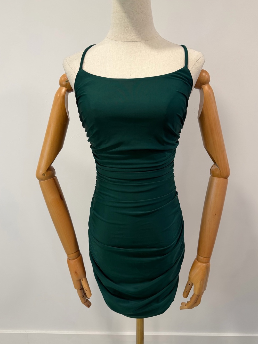 Lulu's Emerald Green Ruched Mini Dress